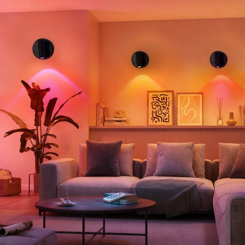 LED multi-functional wireless spotlight, multiple color modes, adjustable brightness, perfect for plants and artwork – no-drill installation, touch control, white and black, suitable for bedrooms, living rooms, hallways, artwork lighting