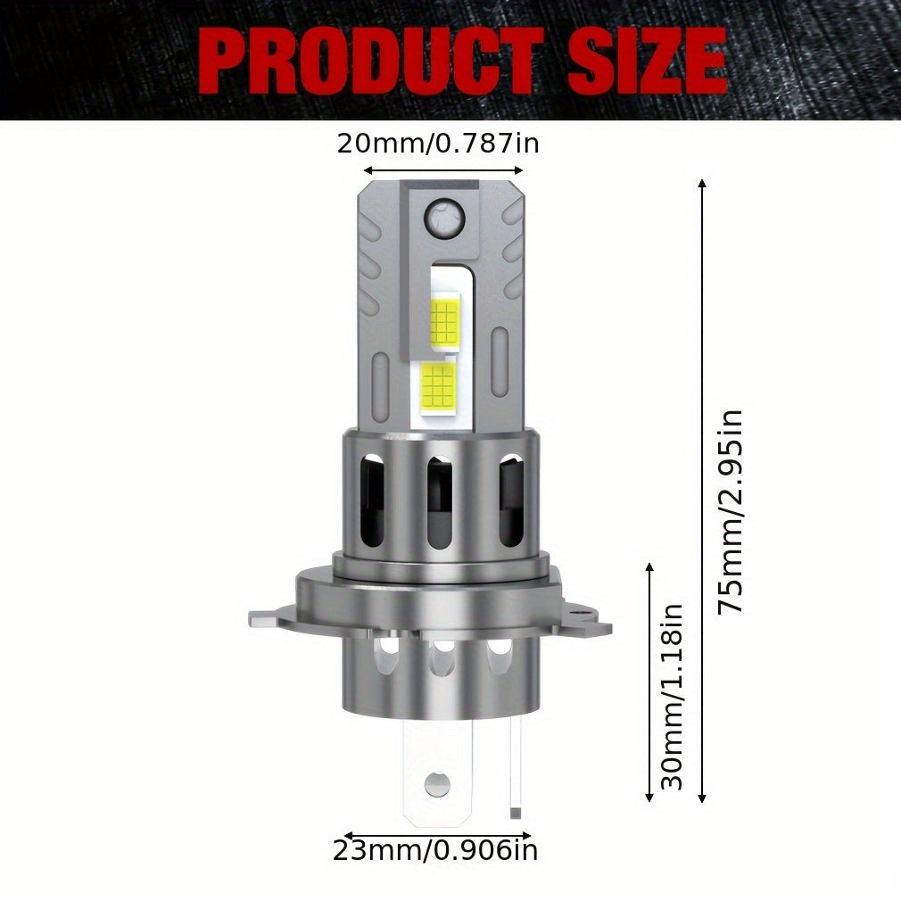 XSTORM 2Pcs H4 LED Headlight Bulbs Canbus High/Low Beam Car Light 100W 30000LM 6500K Plug-and-Play