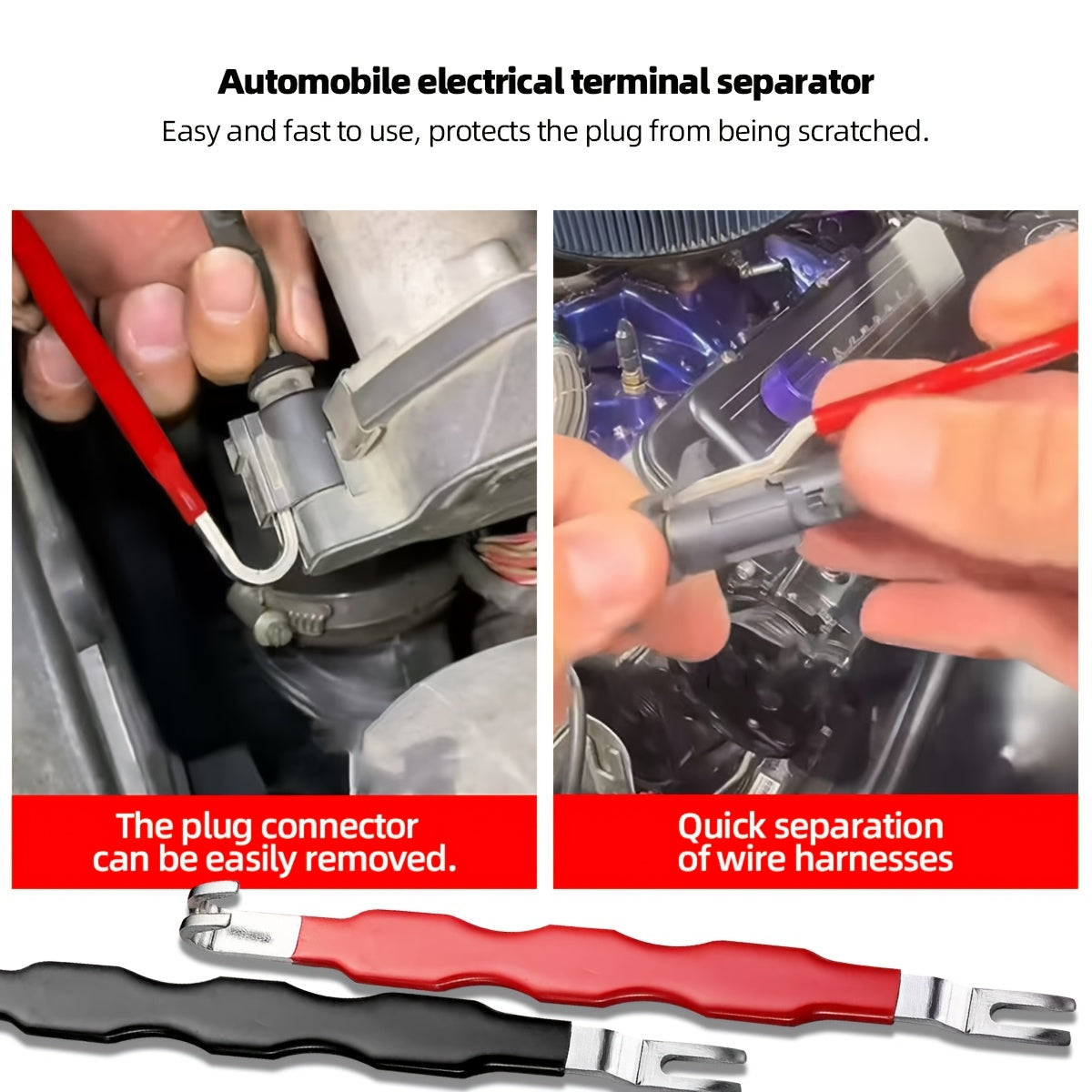 Electrical Connector Separator, Dual-Head Wiring Harness Clip & Connector Pry Bar, Wire Cutting & Hose Separation Multi-Function Pliers