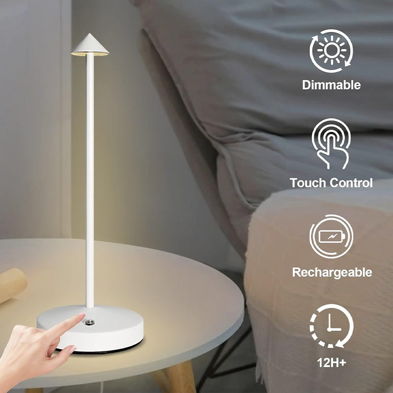 2pc rechargeable ambiance wireless smart table lamp, portable LED battery-powered USB desk light, 3-level brightness adjustable bedside night light, suitable for restaurant and outdoor scenes