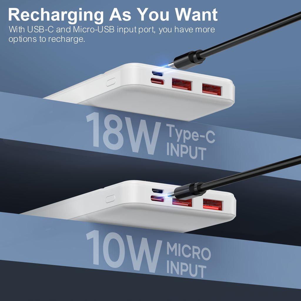 3-Pack Power Bank Portable Charger 10000mAh, Battery Pack PD 22.5W with Dual USB & USB-C Input/Output, Slim & Lighweight for Phones, Tablets, And More.(3 Packs)