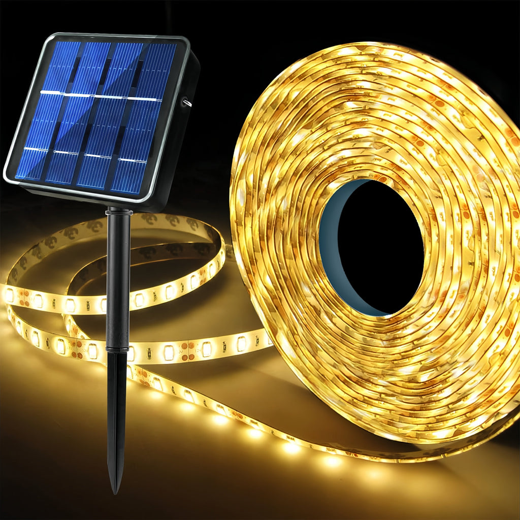 露营户外太阳能灯条遥控，300 LED/16.4英尺，灯条楼梯台阶灯户外，8照明模式自动开/关灯条圣诞凉亭雨棚游泳池楼梯门廊鸡笼