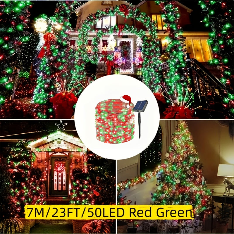 1个户外LED太阳能彩灯，带8种模式，有105英尺/72英尺/39英尺/23英尺太阳能花灯可选，适用于装饰花园、露台、圣诞树、派对、婚礼和各种美丽的活动（多色）