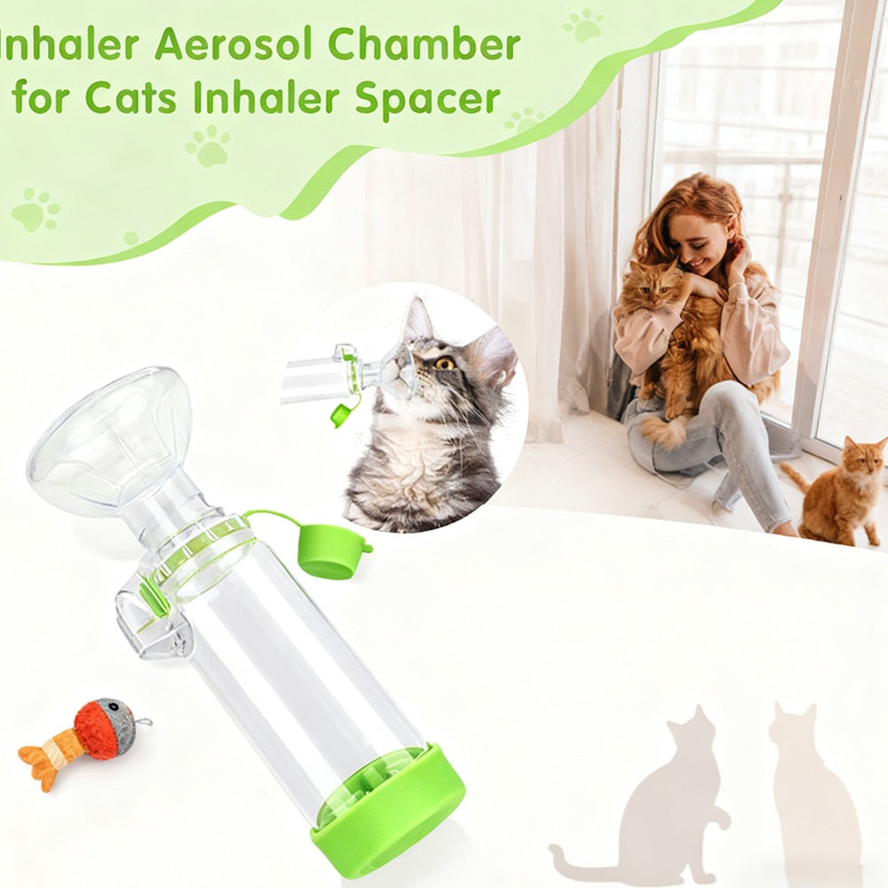 猫狗宠物雾化罐，手持式雾化罐，只需将吸入器连接到橡胶垫上，柔软灵活的面罩轻柔地贴合宠物的脸部，确保安全舒适的佩戴。便携轻便：小巧的尺寸和轻便的结构使其在家或外出时都易于使用，并且更容易冲洗。提供两种硅胶面罩。