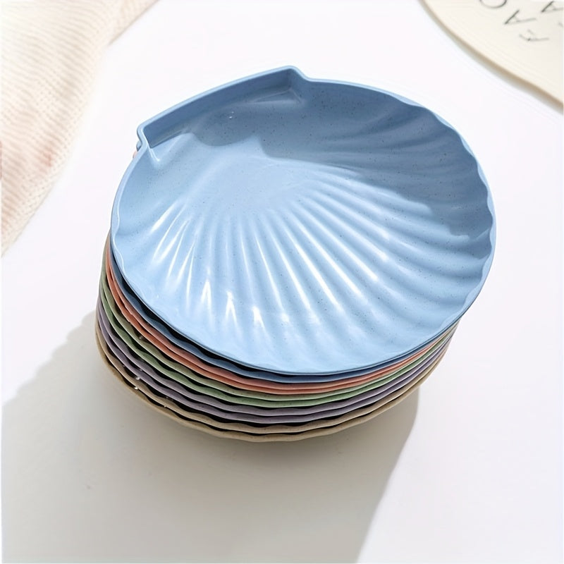 10Pcs, Shell-Shaped Plates, Multi-Purpose, Lightweight Unbreakable, Food Tray for Fruit, Salad, Dessert, Cake, Chips, Party, Outdoor Camping, Small Plates for Groups