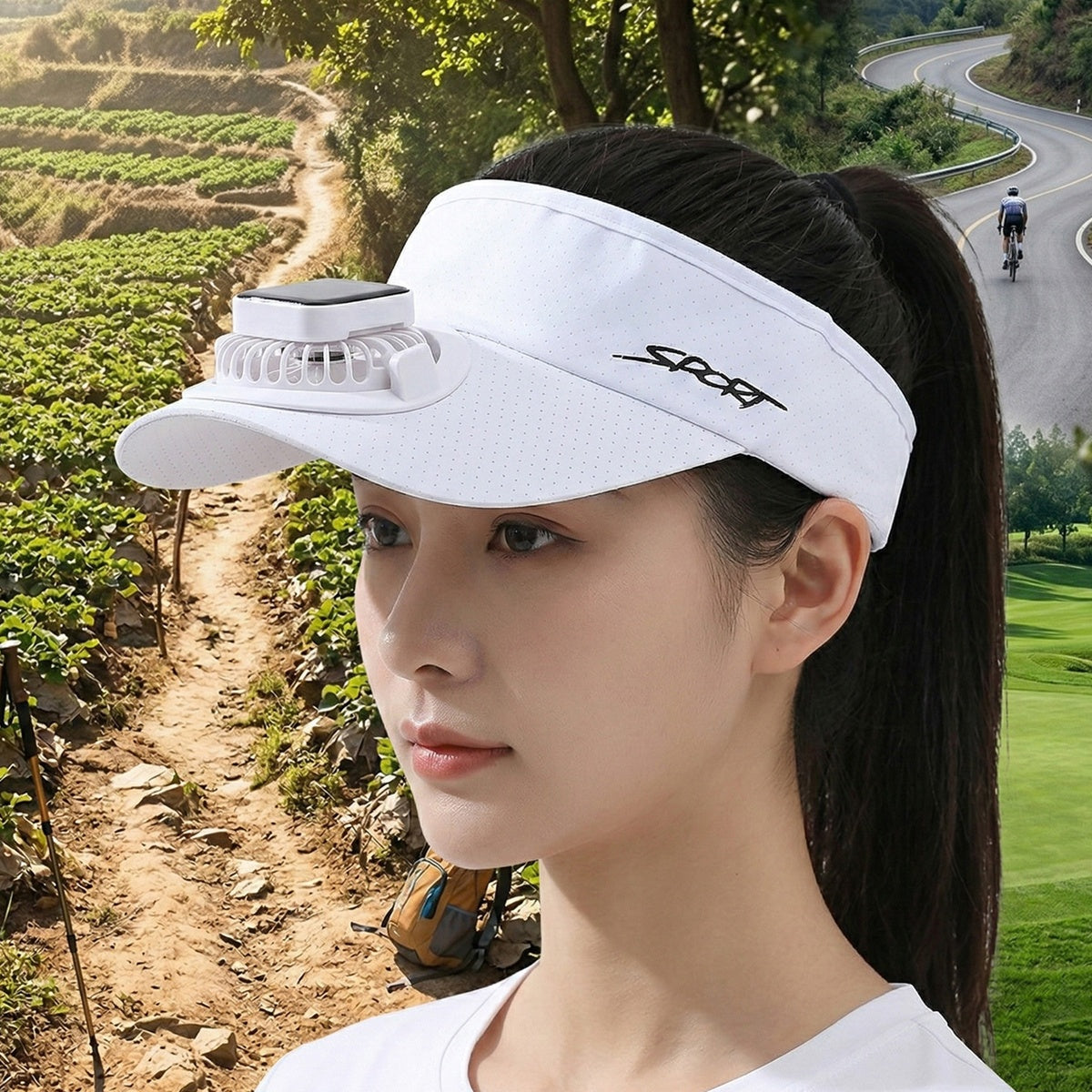 Men's Women's Hollow Baseball Cap with Solar Fan, Summer Sun Hat, Solar Outdoor Sun Visor Hat