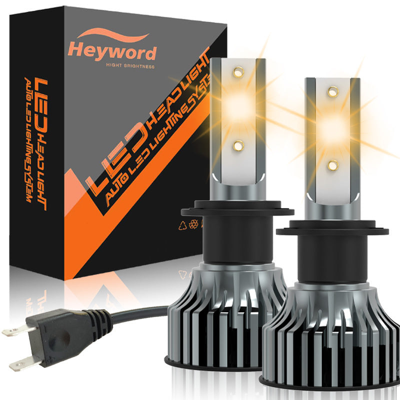 Heyword 2 Sets H7, H1, H3, H4, H8/H9/H11, 9005, 9006, 9012 LED Car Headlight Fog Light, Low Beam, High Beam, Color Temperatures: 4300K/Warm Light, 3000K/Yellow Light, 8000K/Blue Light, 25000K/Ice Blue, 6000K/White Light