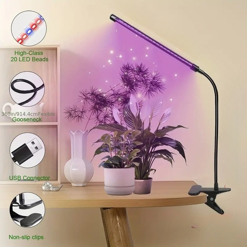 Indoor LED Plant Grow Light, Full Spectrum & Red-Blue Dual Spectrum, USB Powered, 3/6/12H Timer, 15W Power, Dimmable Design, Ideal for Seedling Propagation, Indoor Plant Care and Greenhouse Cultivation, Valentine's Day Exclusive