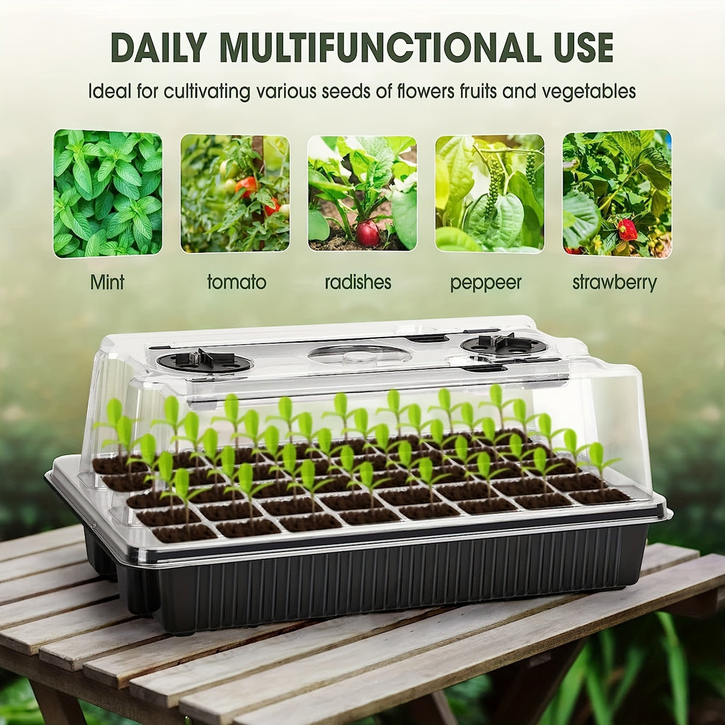 Seed Starter Tray with Grow Light, 40-Cell Seed Starting Kit, Seedling Tray Set with Humidity Dome, Auto Timer & Dimmable Light, Indoor Germination Tray for Home Gardening