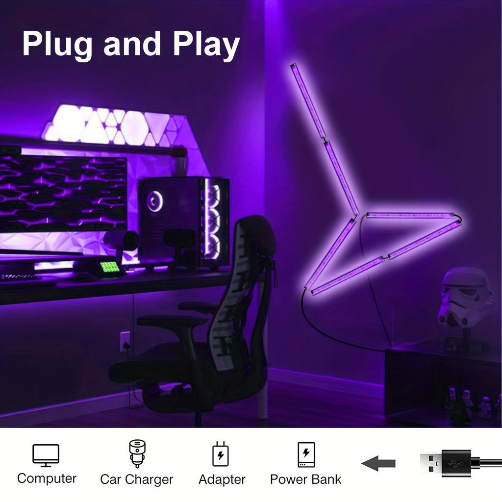 Splicing black light strip, UV black light tube, UV fluorescent light, DIY splicing light, suitable for gaming room ambiance light, Halloween, Thanksgiving, Christmas parties, disco, birthday, fluorescent posters, body painting, event scene lighting