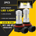 2Pcs H8 H9 H11 21SMD LED Headlight Bulbs High/Low Beam 6000K White Car Front Fog Light Driving Light Daytime Running Light Car Motorcycle 12V-24V