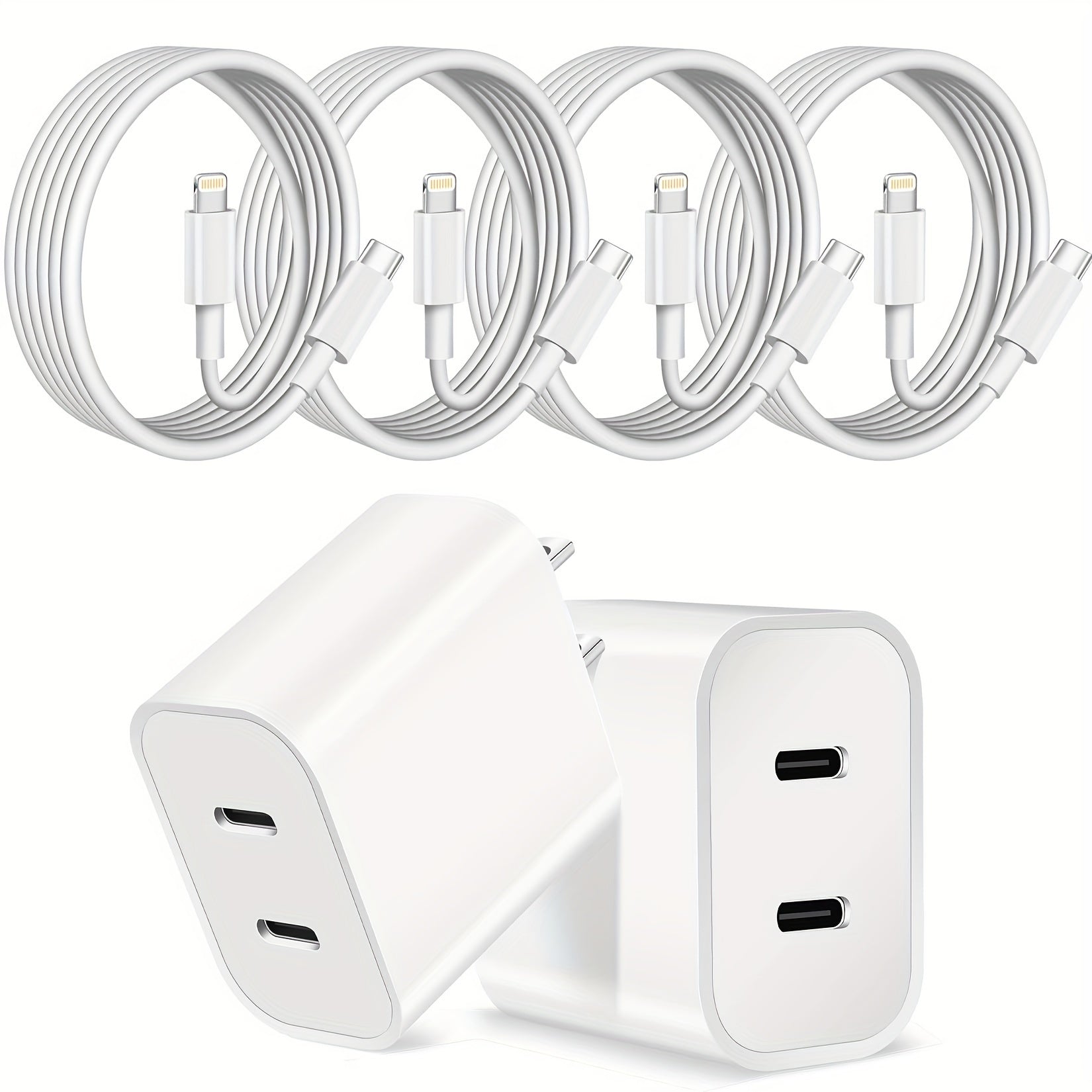 Fast iPhone Charger, 2pcs Dual Port 20W USB C iPhone Charger Fast Charging Block [MFi ] 4pcs 6ft USB C Lightning Cable for iPhone 14Pro/13/12/11/MiNi/XS/XR/SE