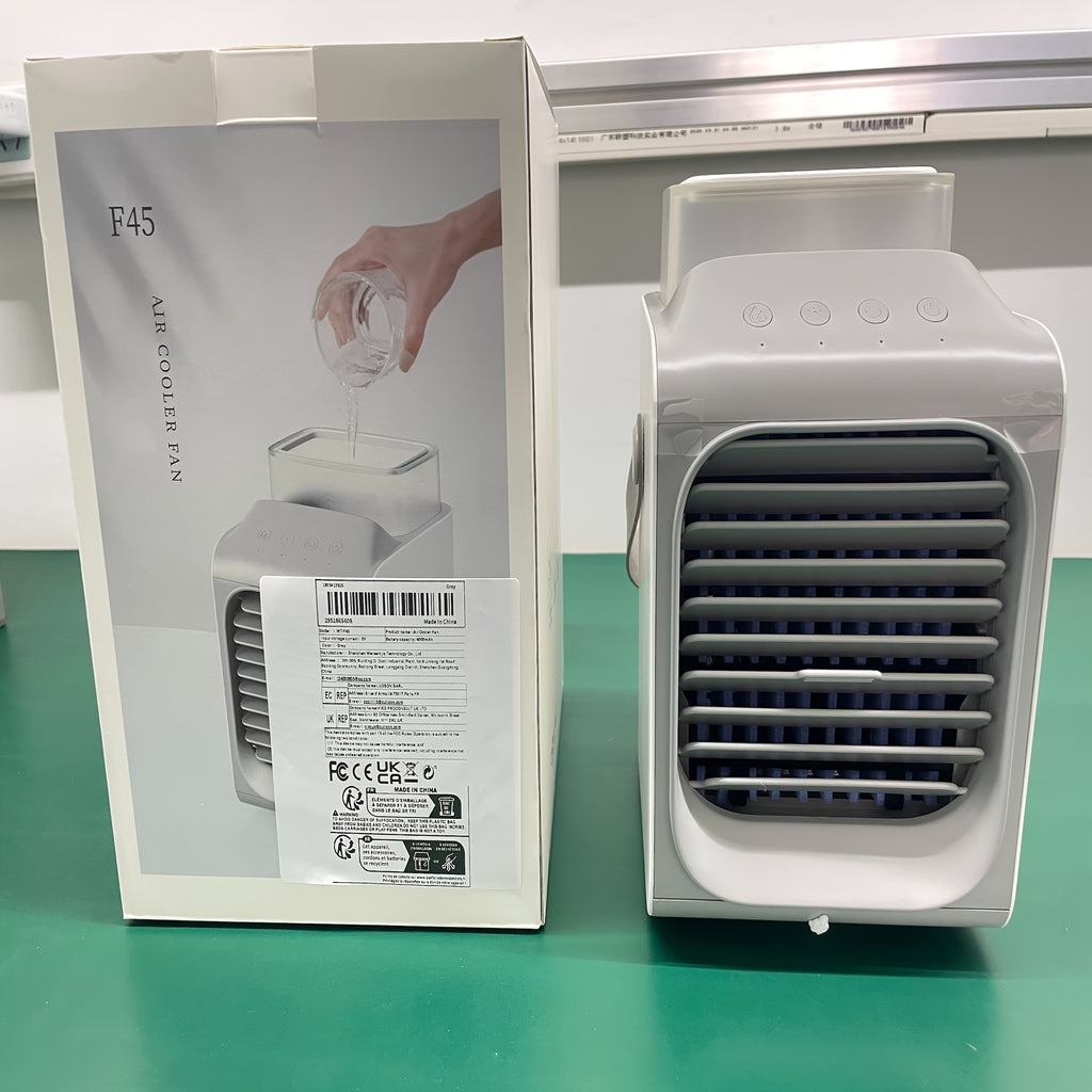 11.83oz Portable Mini Desktop Air Conditioner, USB Rechargeable 90° Oscillating Fan, Compact Square Design for Home Office Travel, Labor-Saving Easy to Use, Modern Aesthetic Durable Structure