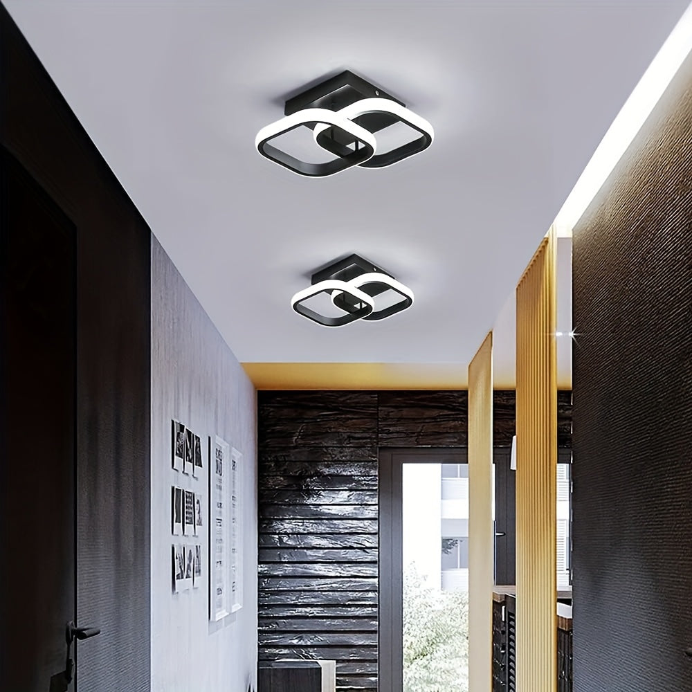 Premium creative square bedroom ceiling light, living room lighting fixture, modern minimalist European and American style three-color changing ceiling light, stylish double-sided ceiling light, energy-saving and durable