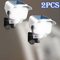 Set of 2 Solar-Powered Outdoor Motion-Activated Spotlights Featuring 77 Leds, a Wireless Security Camera Suitable for Home, Garden, Porch, And Driveway, Easy to Install, Made of Plastic, Solar-Powered Security Camera