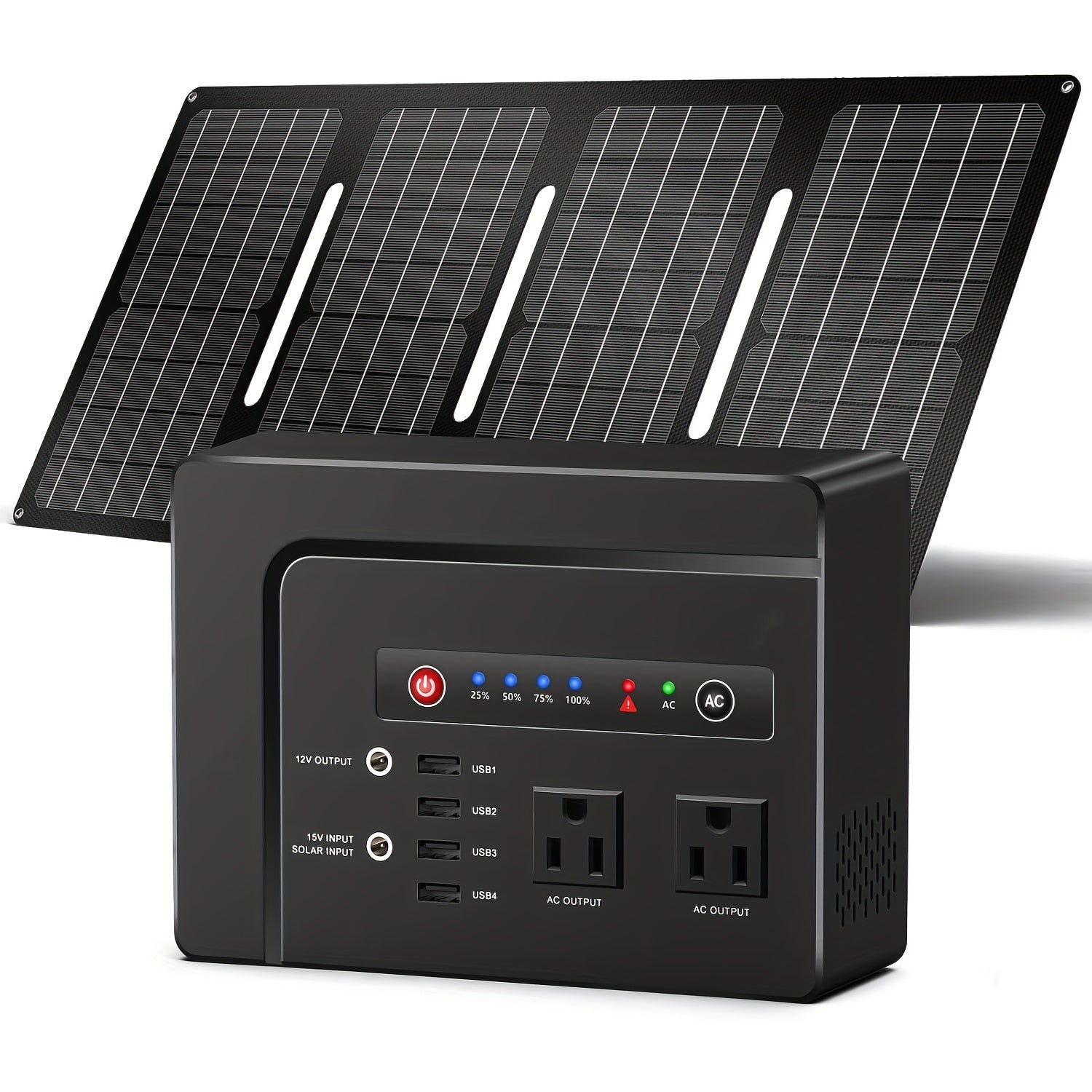 行動式電源站100W/200W，配備30W/40W行動式太陽能充電板套件，97.68Wh/146Wh行動式太陽能發電機鋰離子電池組，帶AC DC USB輸出埠，適用於颶風停電、戶外露營、房車旅行電源包