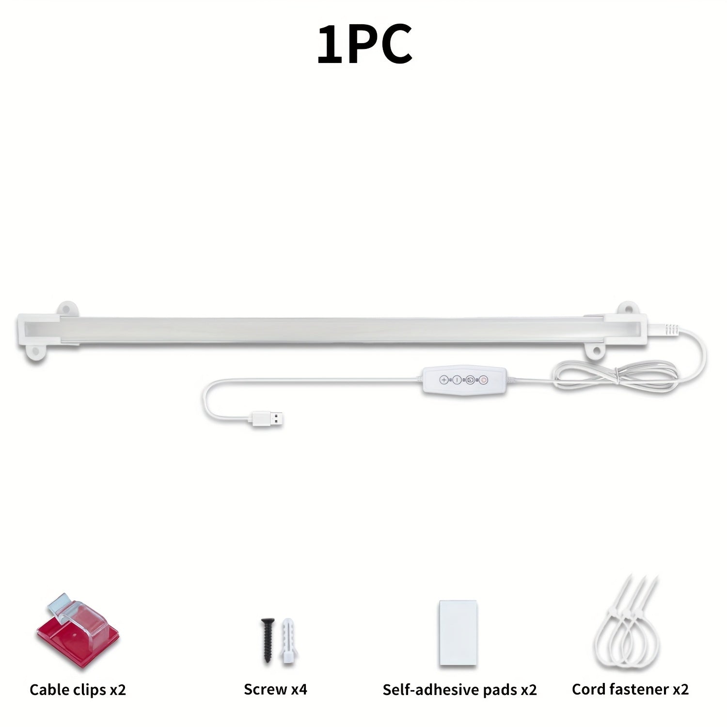 LED cabinet light, dimmable with timer, ultra-bright under-cabinet light, 4 brightness levels, shelf light 5V/2A plug, suitable for desks, bookshelves, studios, garages (adapter not included)