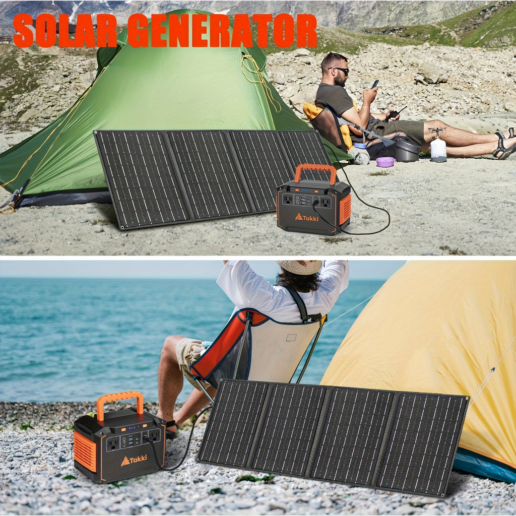 350W/150W峰值行動式太陽能發電機，隨附60W/40W/30W/21W太陽能板，240Wh/111Wh/88.8Wh太陽能充電寶，配備交流/直流/USB介面，適用於露營帳篷、戶外應急、家庭使用、持續氣道正壓通氣機（CPAP）、風扇、膝上型電腦、緊急情況、禮品