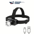 1PC Rechargeable X50 Headlamp Head-mounted Strong Flashlight Super Bright LED Chip USB Charging Cable Zoom Function Detachable Headband Hands-free Operation Adjustable White Light Beam Multi-mode Switching for Night Fishing Camping Hiking Running