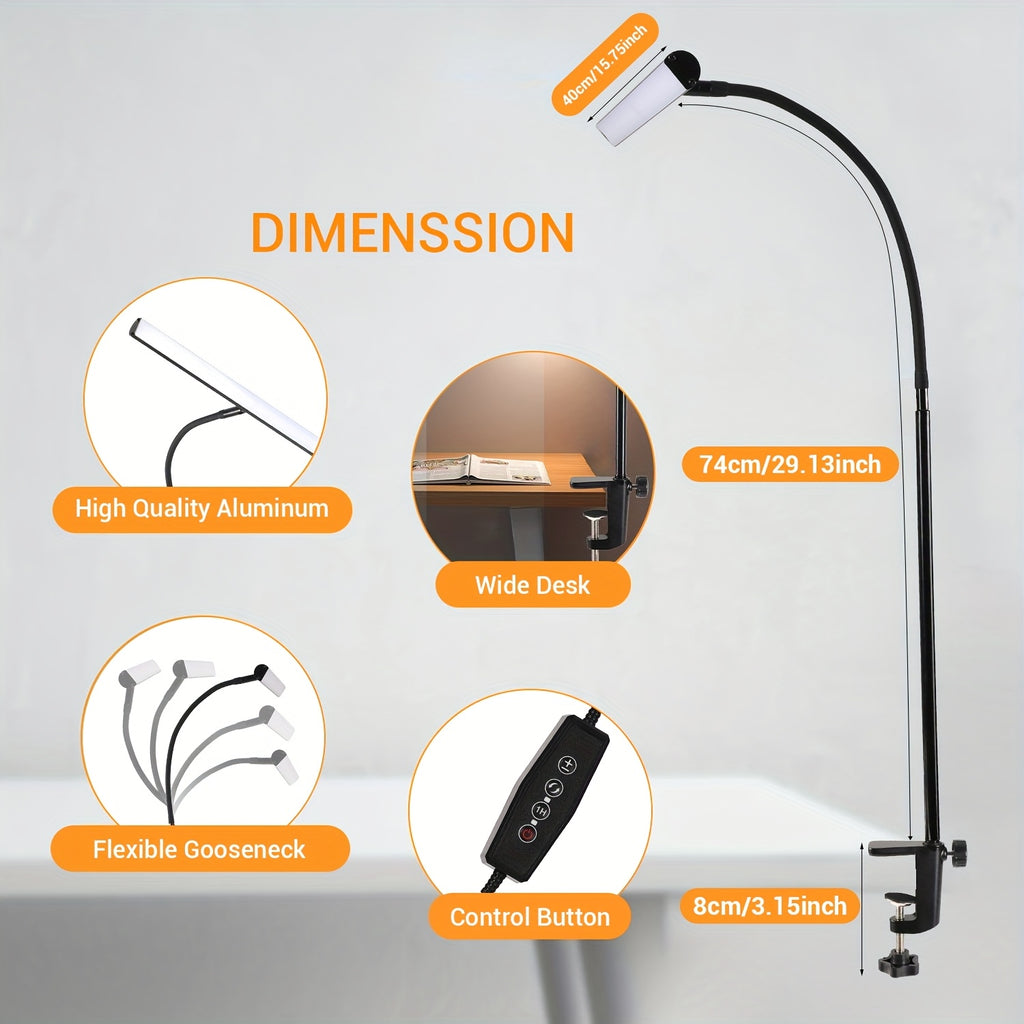 USB anti-glare desk lamp, with 3 color temperature modes, beneficial for eye health, no screen reflection, adjustable brightness, creating a comfortable office environment for you. Suitable for home office areas. Black