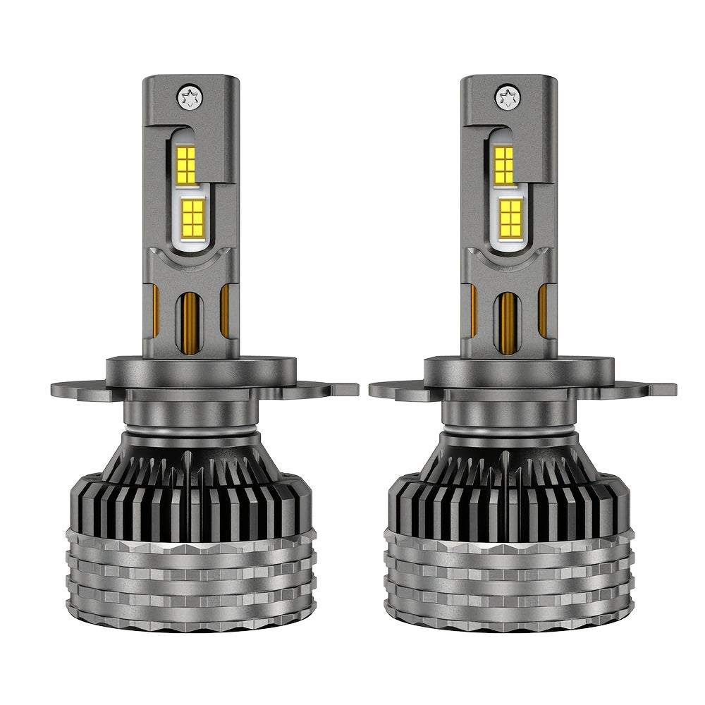 2-Pack H4 H7 LED Car Headlight Bulbs, Canbus Compatible, Including H11, H1, H3, HB3 9005, HB4 9006, 9012, Hir2 9007, and H13. Features 4 Copper Tubes, Emits 6000K White Light, for 12V Vehicles, No Battery Included