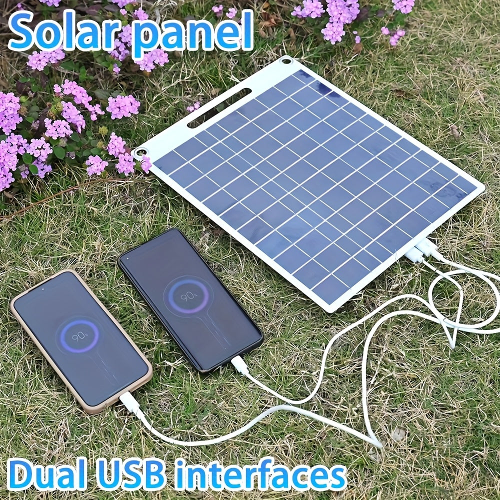 必備太陽能充電小工具，包含具備 USB 連接的太陽能板、彈性光伏板和充電器，非常適合家庭露營、戶外活動和旅行，非常適合用於供應像手機、手電筒等設備的電力。