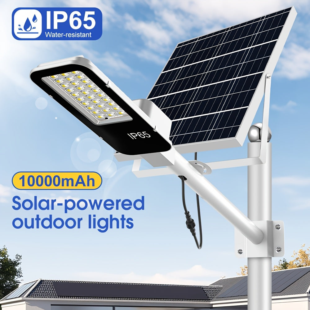 1 Piece Powerful LED Solar Street Light, IP65 Outdoor Garden Light, Dusk-to-Dawn Security Floodlight, with Remote Control, 10000mAh Large Capacity, Semi-Flush Mount Exterior Wall Light, Perfect for Garden, Pathway, Courtyard, Patio, Garage