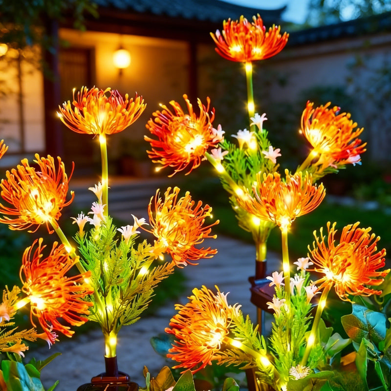 [3-Head Lycoris] IP65 LED Lycoris Flower Shaped Solar Light, Garden Ambient Light, Landscape Decorative Lighting, Perfect for Decorating Courtyards, Lawns, Pathways, Parks, Spring, Easter, Mother‘s Day, Weddings, Birthdays