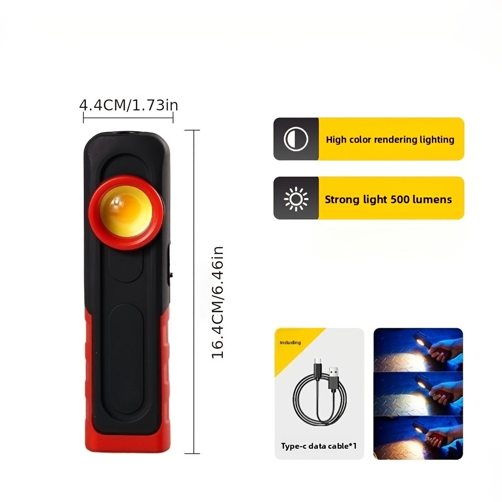 Car Maintenance Work Light, Adjustable Color Temperature, Exquisite Car Paint Pattern, Built-in 2000mAh Rechargeable Battery, 3 Brightness Modes, Ideal for Auto Repair Use