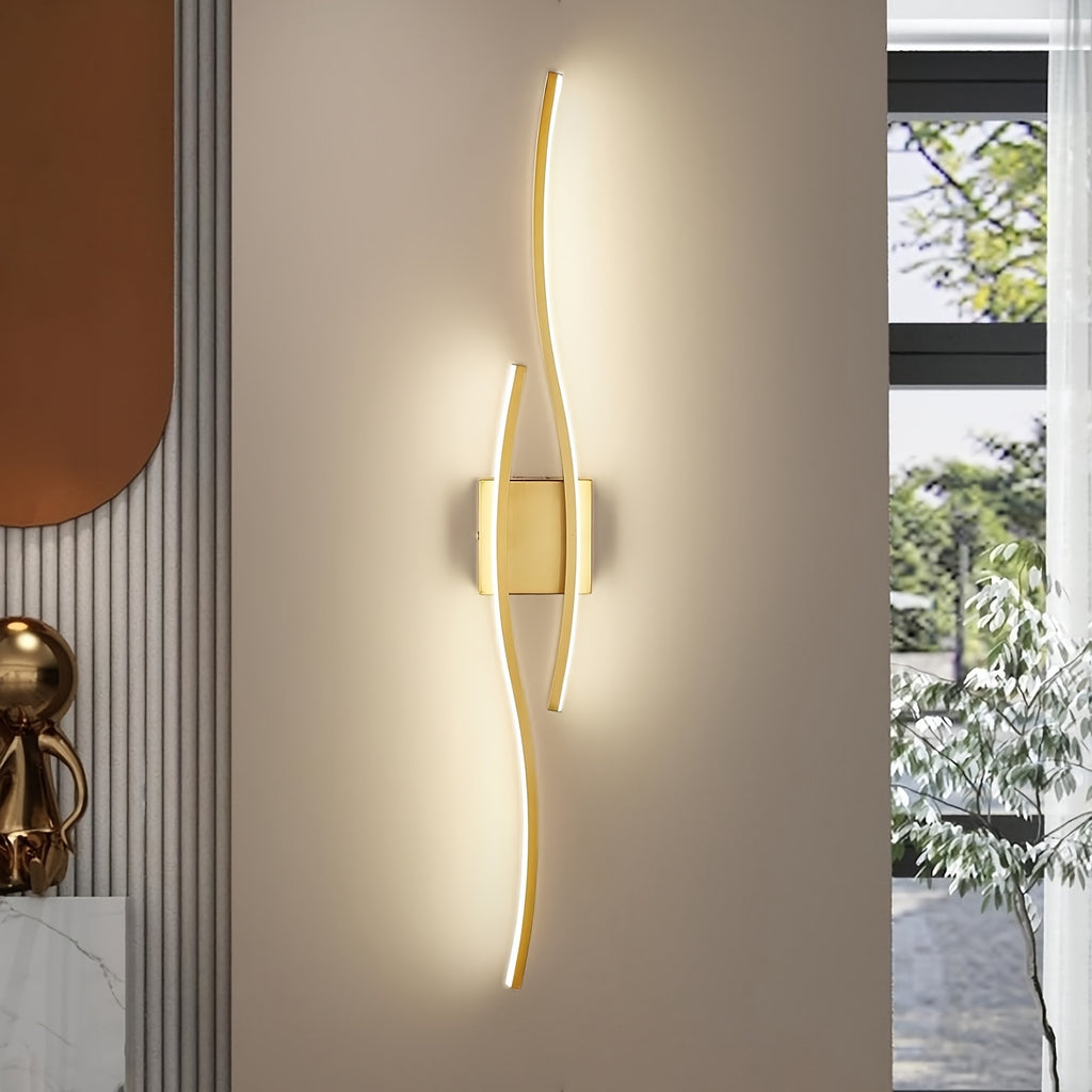 1PC Gold LED Wall Light, Rechargeable Wall Fixture, Removable Recessed Installation, 3-Color Dimmable, Perfect for Living Room, Bedroom, Dining Room, Cafe, Hotel and Bathroom, Decorative Wall Light | Modern Lighting Sconce | High Quality Vanity Light