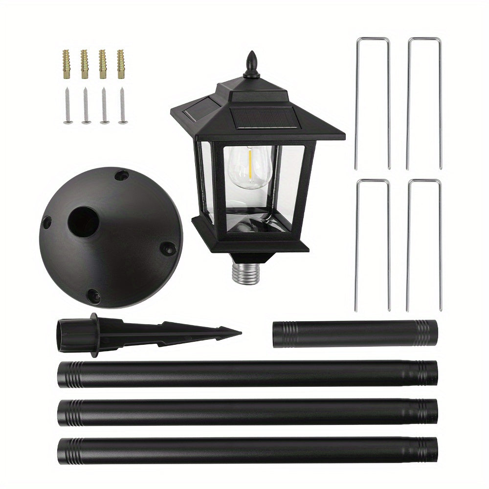 63" Solar Lamp Post 2 Pack, Glass Solar Post Lamp, Auto On/Off 3000K 20LM Warm White Light, Outdoor Waterproof Light, Outdoor Pole Light, Courtyard Floor Lamp, Warm White Light
