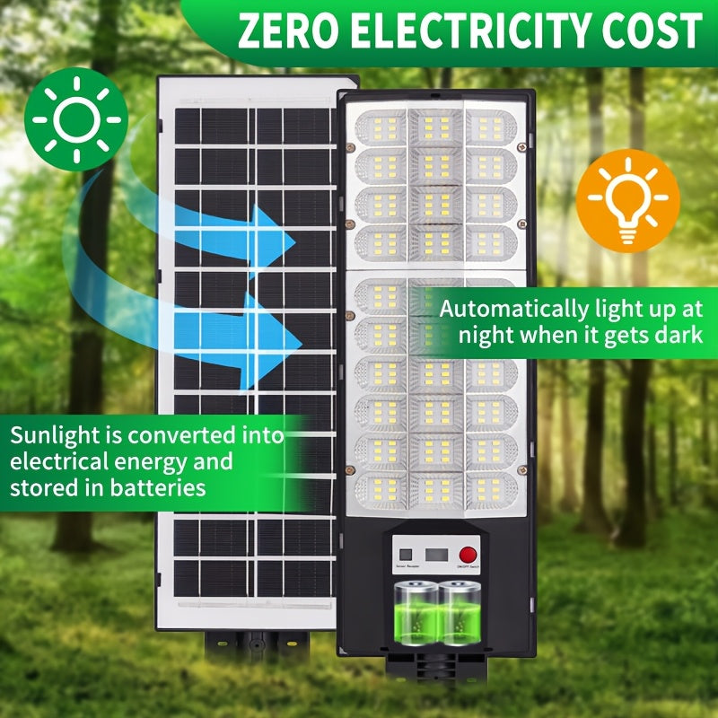 3D Curved Screen Integrated High-Brightness Solar Street Light, PIR Motion Sensor with Remote Control IP65 Street Light, Perfect for Parking Lots, Street Lighting, Courtyards, Gardens, Villas, Outdoor Solar Light
