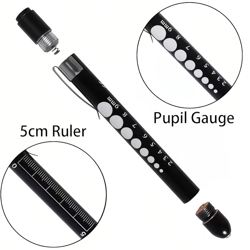 2/3-Piece Medical LED Penlight Set, Aluminum Alloy Nurse Examination Light with Pupil Gauge & Scale, Easy to Distinguish by Different Colors, Pocket Clip with One-Button Switch, Ideal for Nurses / Doctors / Medical Students