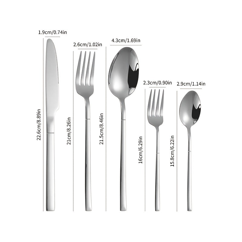 30-Piece Silver Flatware Set for 6, Premium Stainless Steel & Mirror Polished Cutlery Set – Includes Forks, Knives, Spoons – Perfect for Home, Kitchen, Restaurant – Durable, Corrosion Resistant, Dishwasher Safe