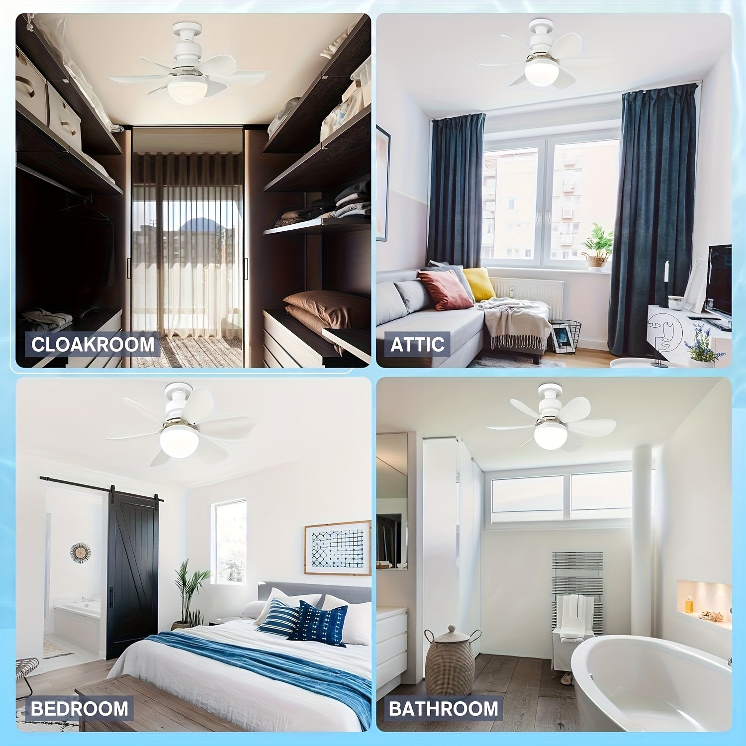 High Power E27 Base Ceiling Fan 30W with Dimmable LED Light, Silent Motor Remote Control Fan Light, E27 Extended Base, 3 Speed & Color Temperature Adjustment, Energy Saving Easy Installation for Living Room Bedroom