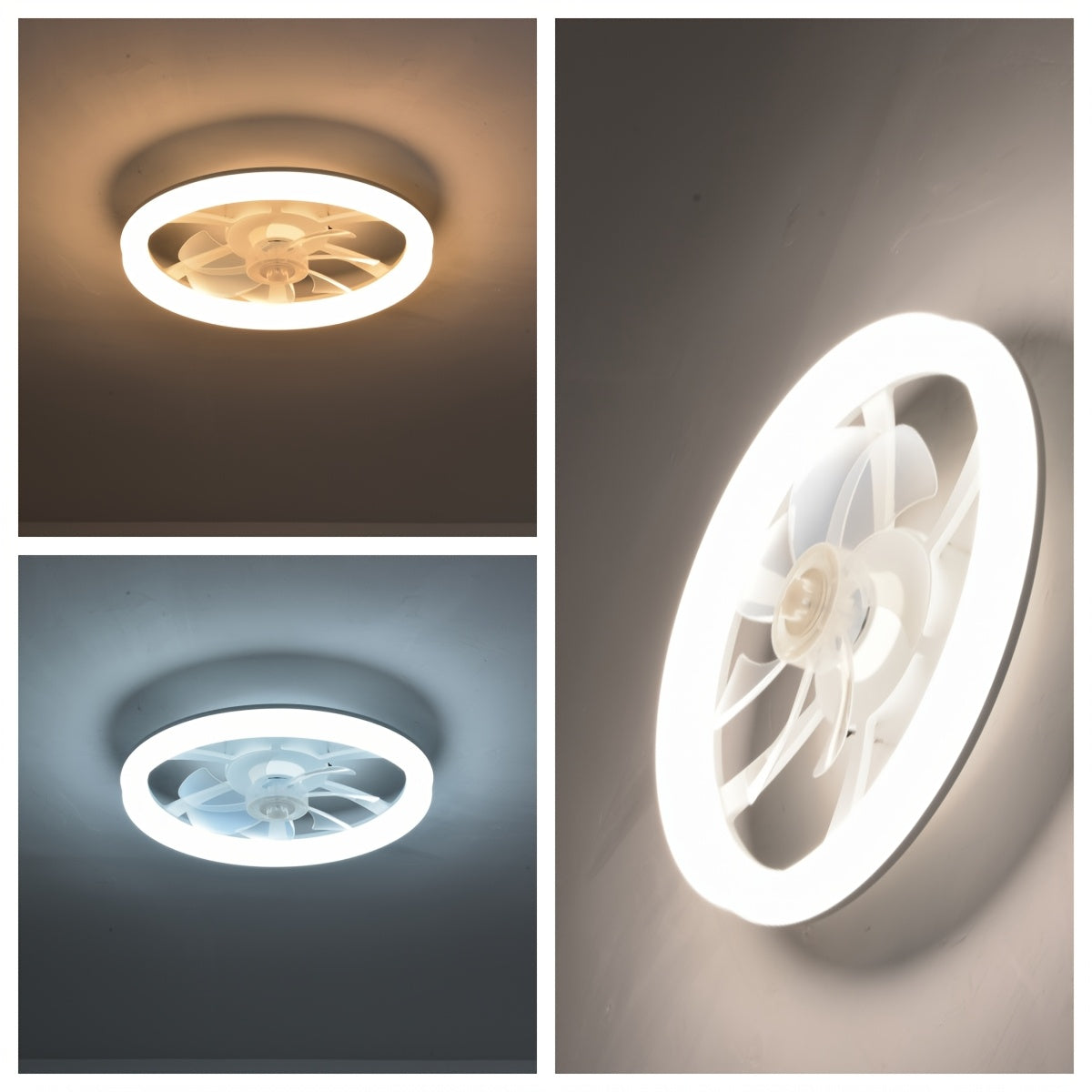 Bedroom Ceiling Fan Light with Remote Control, 17.72 Inch Diameter, Low Profile Flush Mount Upgrade Fan, 6 Speed Levels, Dimmable LED Light, Quiet DC Motor Operation