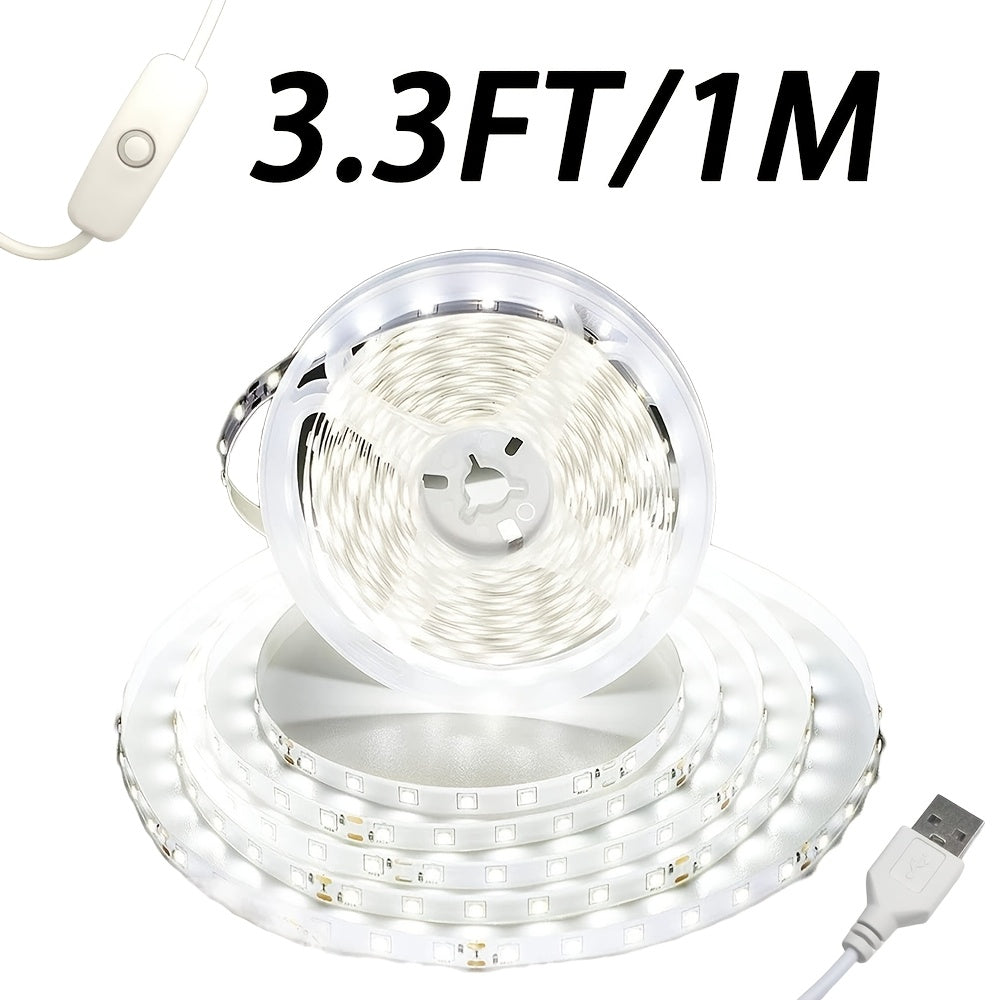 3.3英尺-16.4英尺柔性白色LED灯带，复活节LED灯带，600颗LED灯珠，USB供电LED灯带，直流5伏，适用于卧室/节日/派对装饰/复活节派对装饰/复活节树灯/复活节DIY装饰