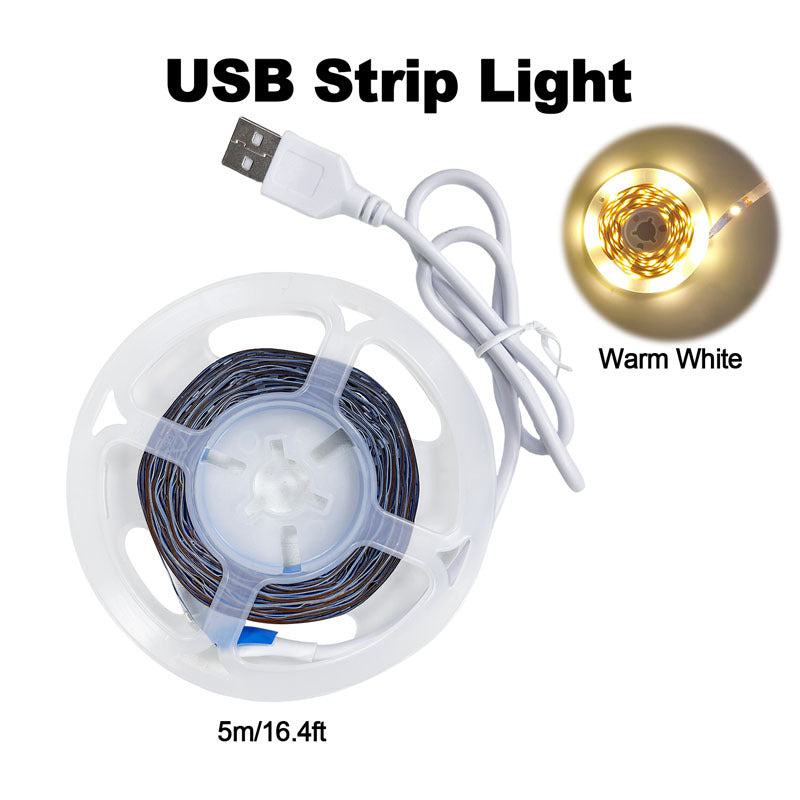 USB LED灯带，冷白光和暖白光可选 - 长度可选，易于安装，打造舒适的卧室、充满活力的客厅、现代的厨房和创新型家庭办公室