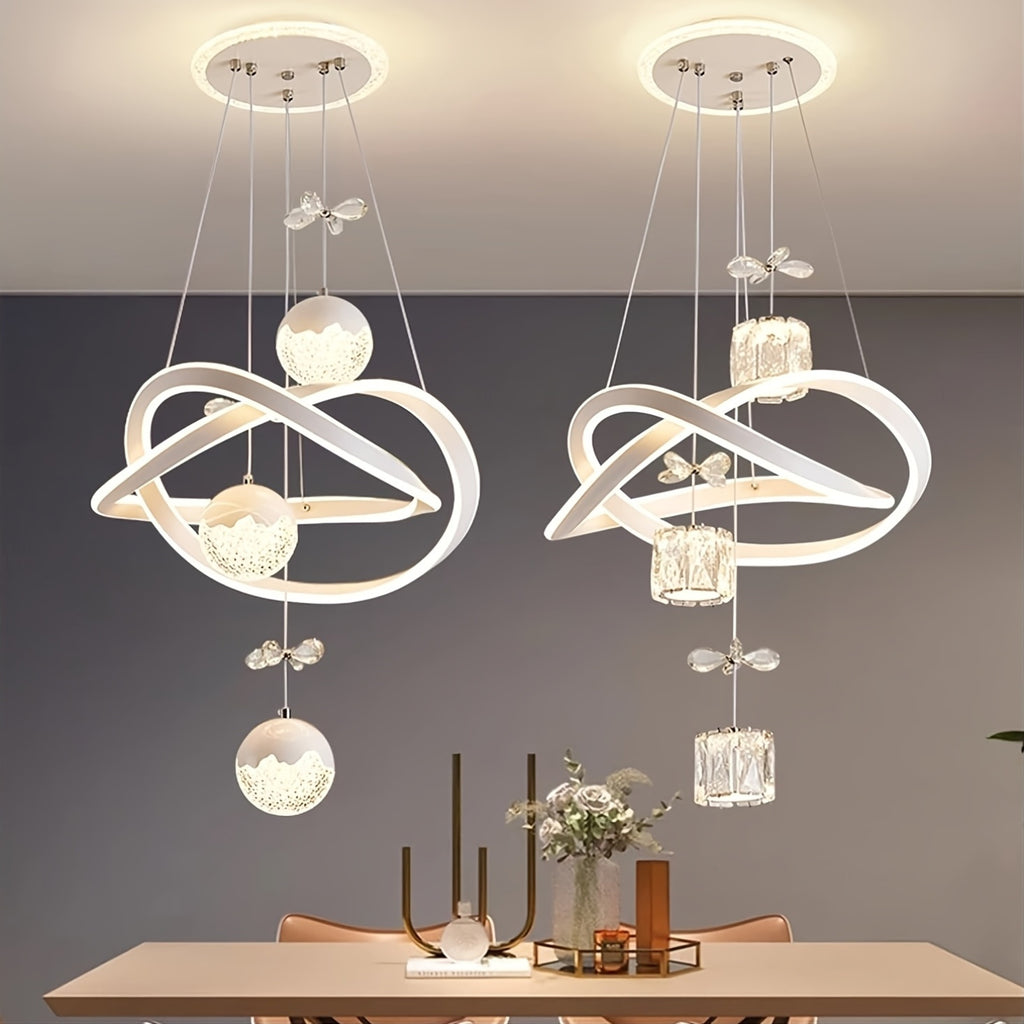 Modern LED Pendant Light Butterfly Decoration 3 Color Temperature Adjustable Color Temperature Aluminum Island Lighting Fixture, Suitable for Kitchen, Dining Room