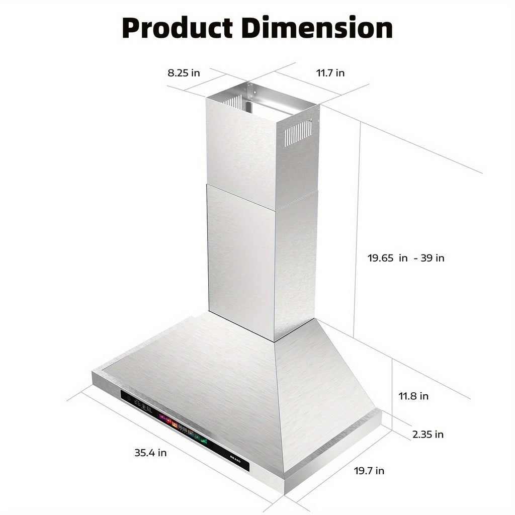 High-Suction Stainless Steel Range Hood – Smart Wall-Mounted Range Hood with Voice Control, 30/36 Inches
