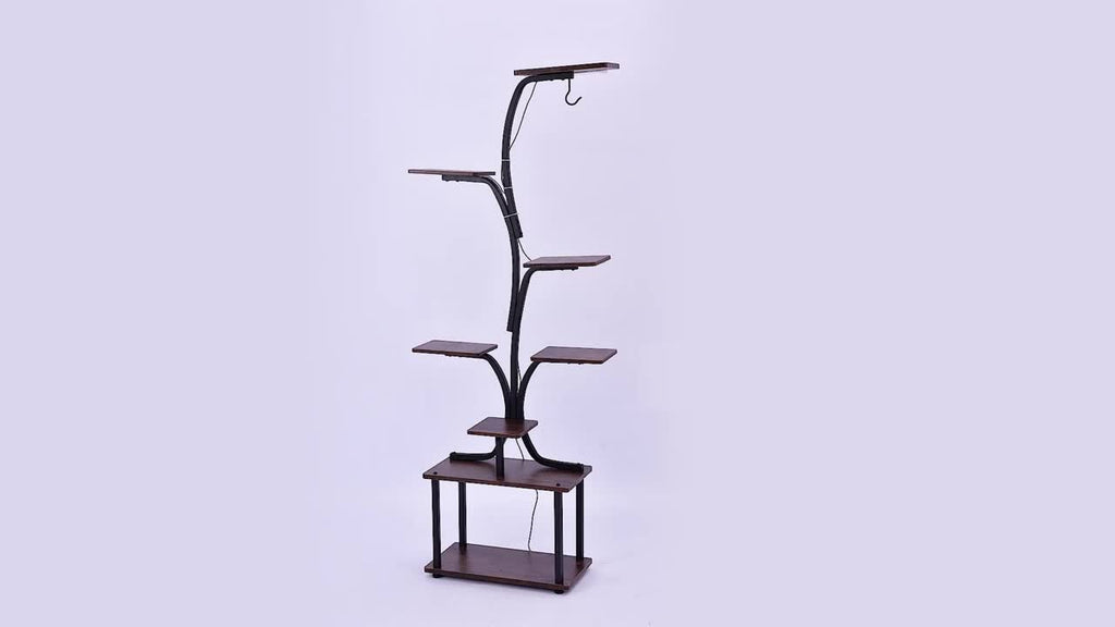 1-Piece Indoor Plant Stand with Adjustable Grow Light, 8-Tier Sturdy Metal Plant Display Shelf, 62 Inch Corner Storage Rack, Space-Saving Modern Style, Perfect for Home, Living Room, Bedroom and Balcony, Ideal for Potted Plants, Herbs and Succulents