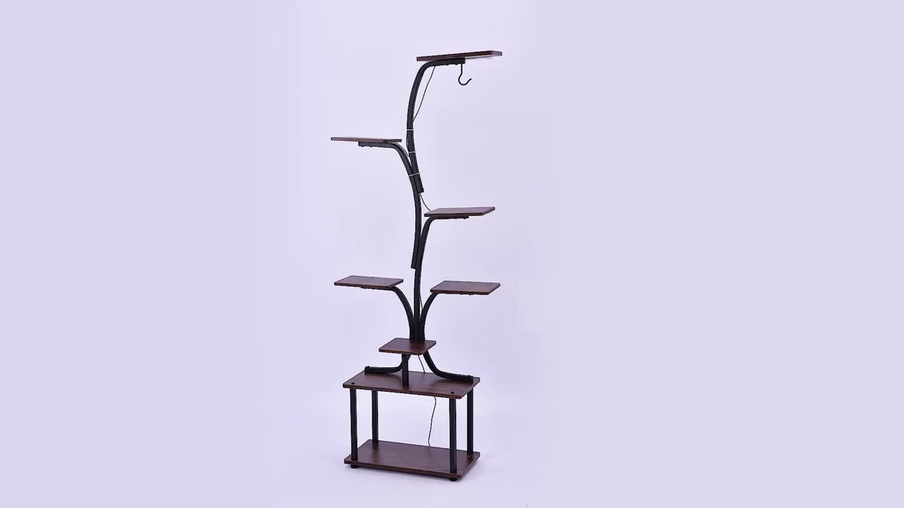 1-Piece Indoor Plant Stand with Adjustable Grow Light, 8-Tier Sturdy Metal Plant Display Shelf, 62 Inch Corner Storage Rack, Space-Saving Modern Style, Perfect for Home, Living Room, Bedroom and Balcony, Ideal for Potted Plants, Herbs and Succulents