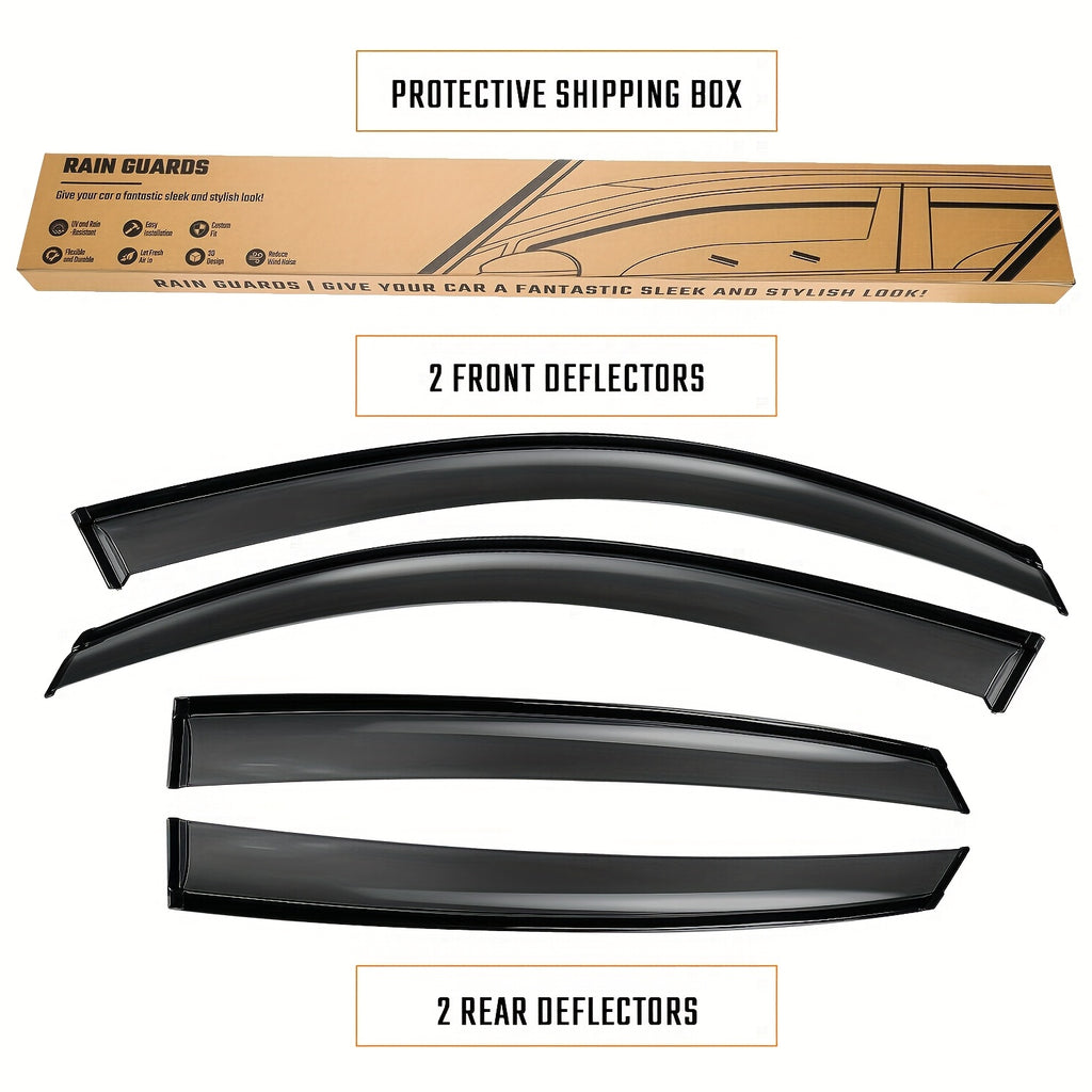 For 2023-2025 Honda Accord Sedan 4Pcs Premium Black Trim Windshield Vent Sun Shade Rain Guard Wind Deflector (with Clips) Smoked Color