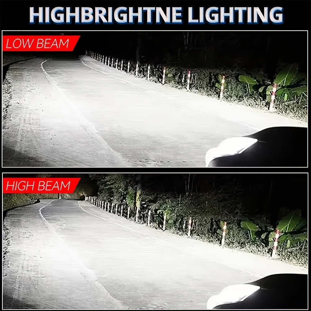 2-Pack H4 Super Bright LED Projector Lens, High/Low Beam Bulbs, 55600 Lumens, 280W, 12V, 6500K White Light Turbo Fan Car Light, for Left-Hand Drive - Plug-and-Play - QV050