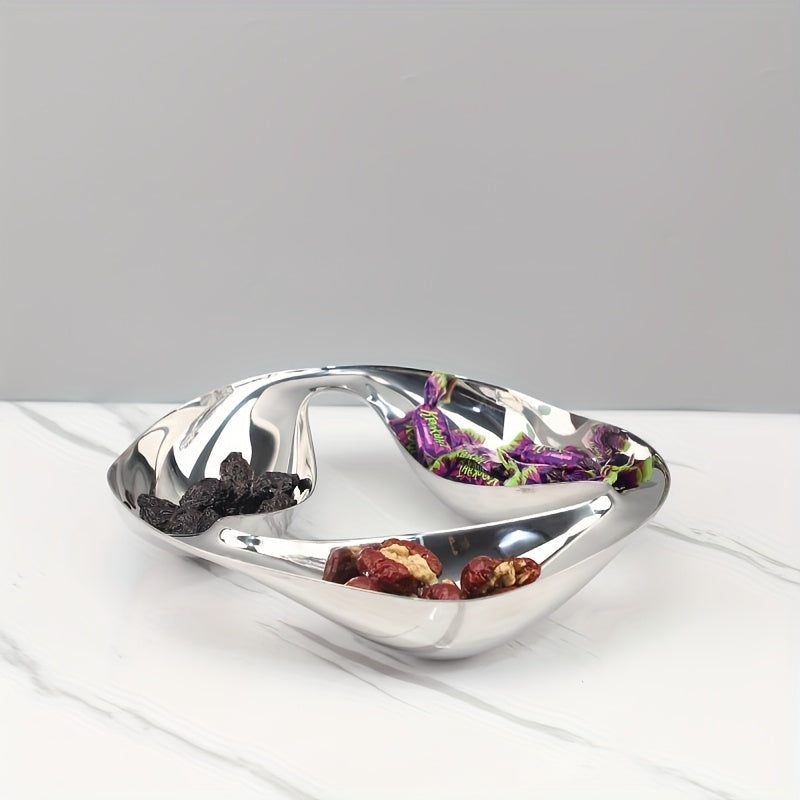 1 High-Quality Silver Stainless Steel Candy Dish, Suitable for Kitchen, Living Room, Dining Room as Appetizer Tray, Snack Bowl, Multi-Functional Snack Tray for Nuts, Candy, Salad, Fruit, Snacks