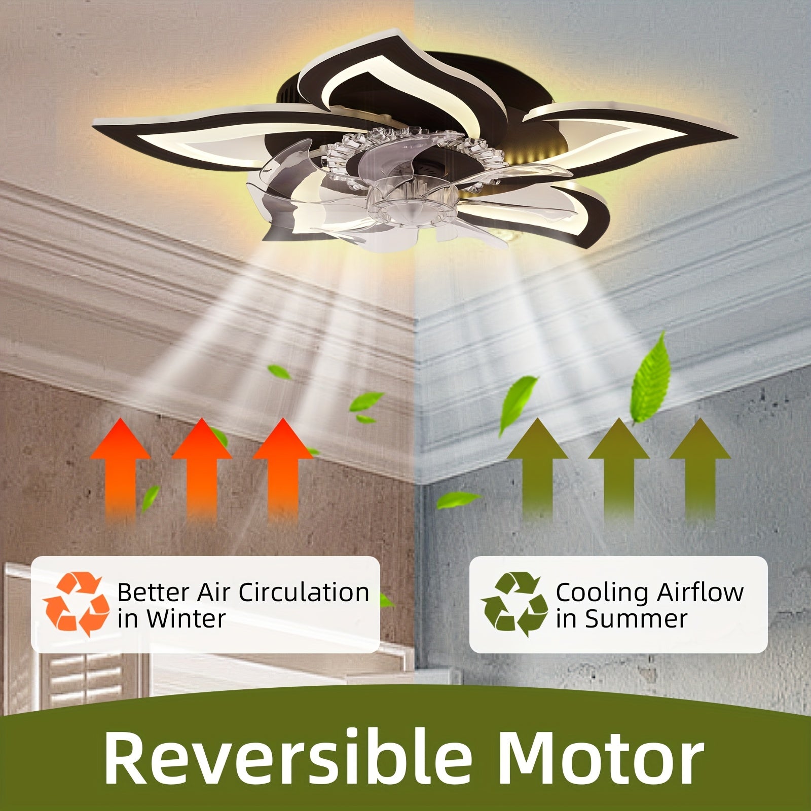 27 Inch Flush Mount Ceiling Fan with Light, Low Profile 6 Speed Adjustable, 3 Color Dimmable, Remote & App Control Modern Ceiling Fan Light, Perfect for Bedroom, Living Room & Home Decoration