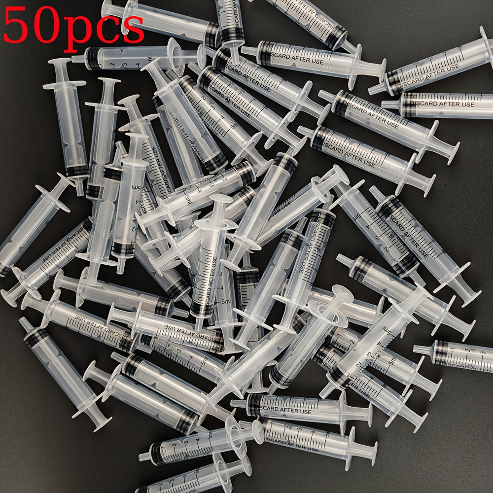 20/50pcs 0.17oz塑料注射器带帽 - 精密测量和分配，用于科学实验室，小动物喂养和医疗用途 - 耐用，防漏设计，医疗注射器，实验室设备，透明容器，安全合适帽