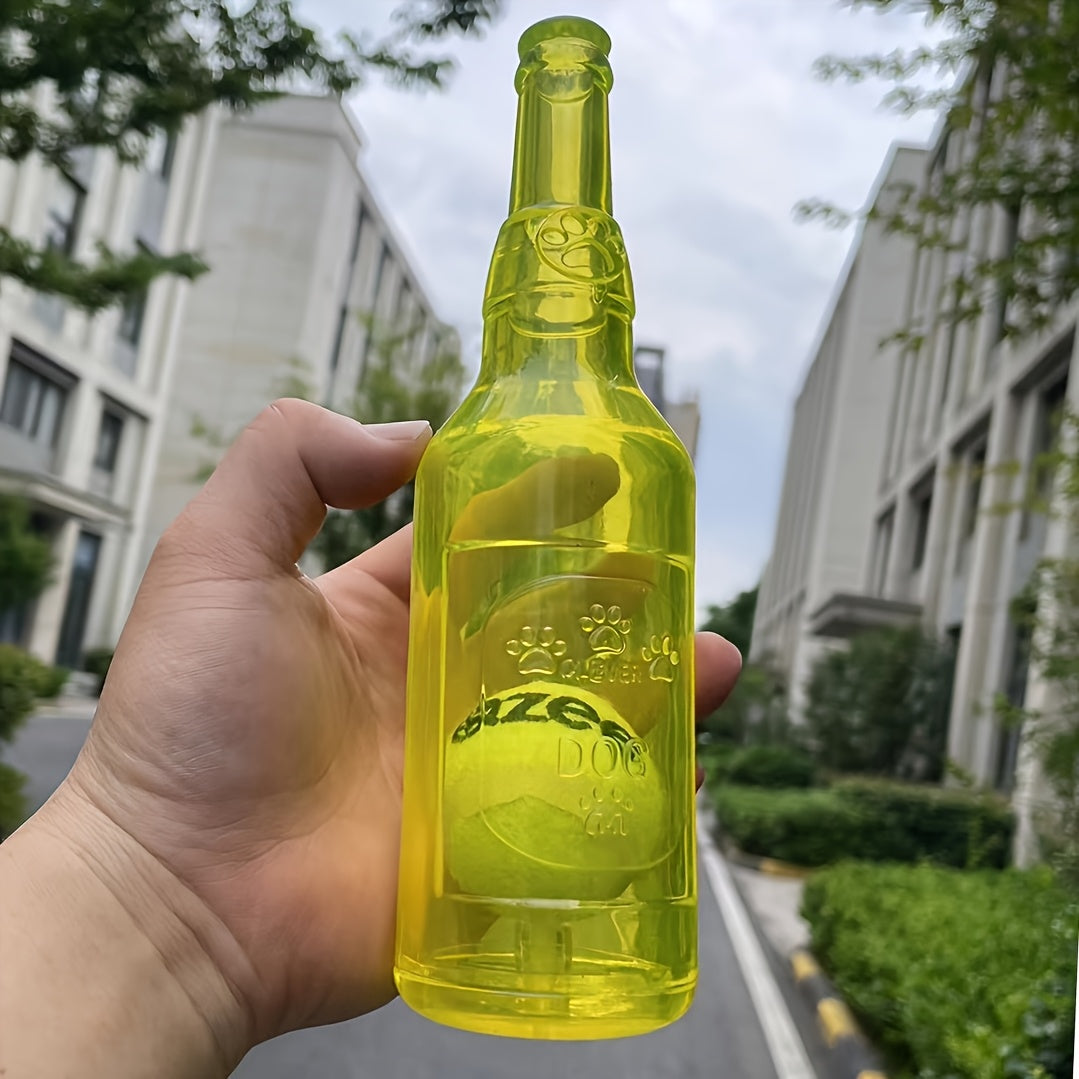带沙沙声网球狗玩具——耐用互动咀嚼玩具，适用于幼犬及成年犬，无需电池，多色可选，适合各种犬种与体型，网球造型，沙沙质感