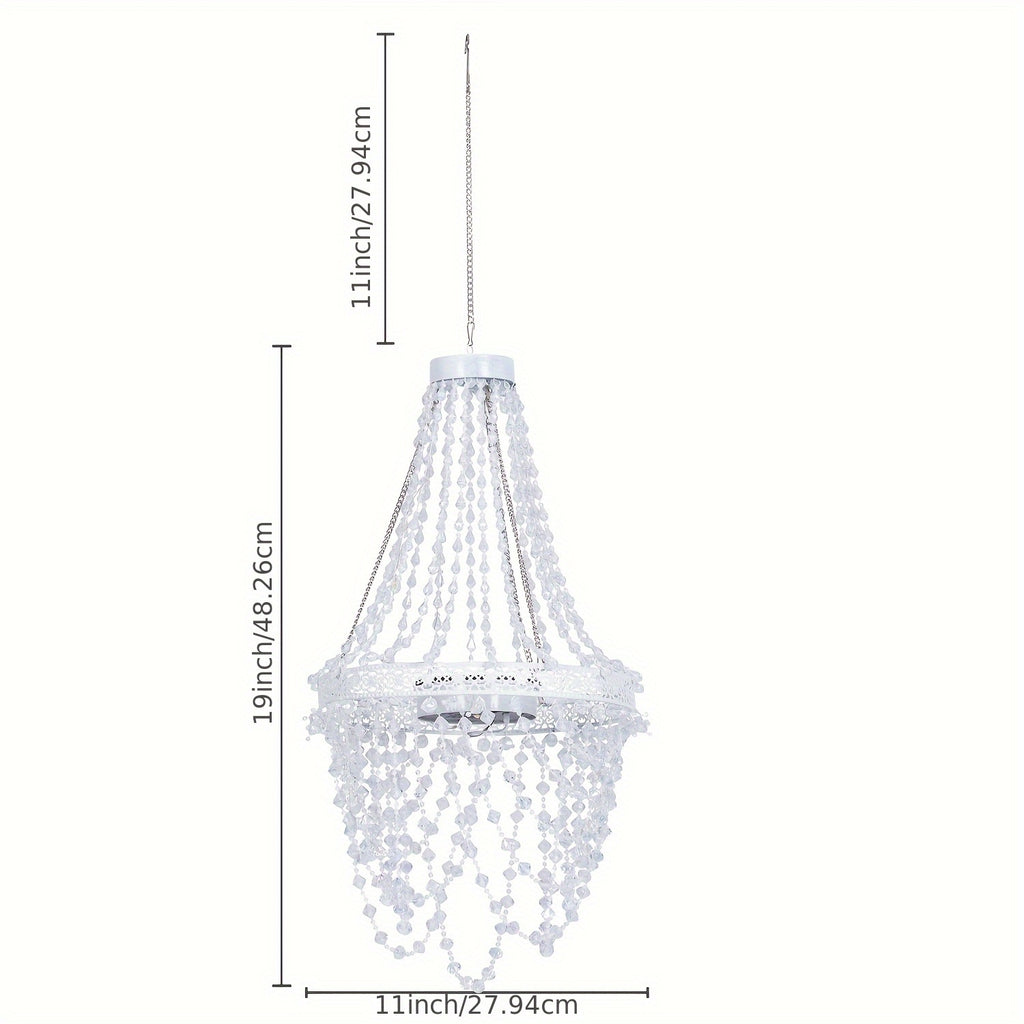 Solar Hanging Crystal Chandelier | Outdoor Garden Decorative Light, Equipped with 54 Warm White LEDs, Waterproof, Lithium Battery Powered, Suitable for Garden, Courtyard, Patio, Gazebo, Party, Wedding