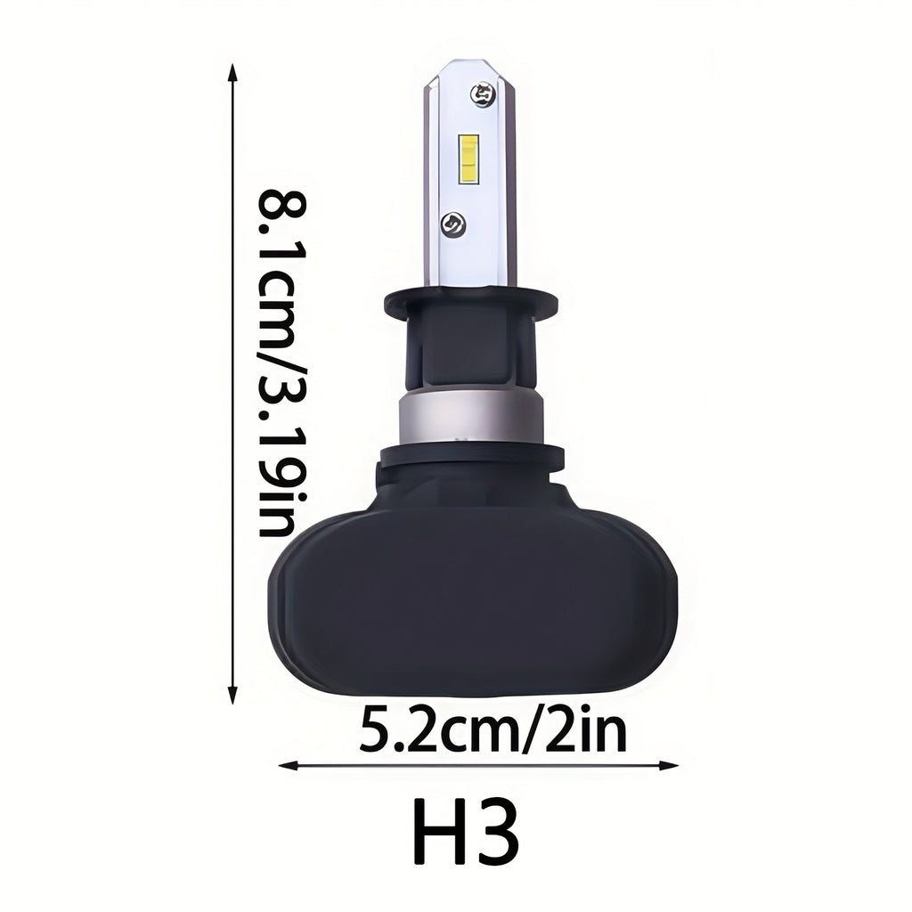 Motorcycle LED Bulb Set (2-Pack) - H3 Connector, High/Low Beam, 6500K Cool White Light, with Heatsink, Easy to Install, Suitable for Cars, Trucks and Motorcycles, Made of Aviation Aluminum, Motorcycle Modification Parts